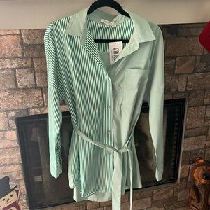 12th Tribe Women’s Green Stripe Mini Dress